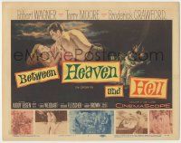 8f055 BETWEEN HEAVEN & HELL TC '56 art of barechested Robert Wagner with sexy Terry Moore!