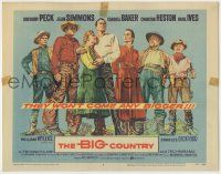 8f060 BIG COUNTRY TC '58 art of Gregory Peck, Charlton Heston, Simmons & cast, William Wyler