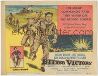 8f064 BITTER VICTORY TC '58 Nicholas Ray, art of Richard Burton in a desert commando raid in WWII!