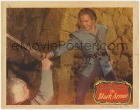 8f462 BLACK ARROW LC #7 '48 close up of Louis Hayward in swordfight duel with guard!