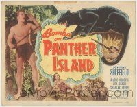 8f076 BOMBA ON PANTHER ISLAND TC '49 Johnny Sheffield, Lita Baron, cool giant jungle cat art!