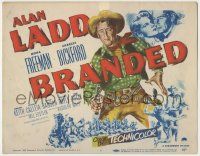 8f088 BRANDED TC '50 great artwork of tough cowboy Alan Ladd with gun in hand!