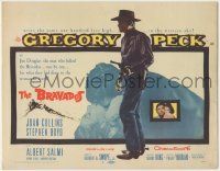 8f089 BRAVADOS TC '58 full-length art of cowboy Gregory Peck with gun & c/u with Joan Collins!