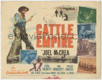 8f106 CATTLE EMPIRE TC '58 cool full-length image of cowboy Joel McCrea with gun drawn!