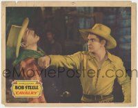 8f496 CAVALRY LC '36 cowboy western image of Bob Steele punching man in the face!