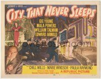 8f118 CITY THAT NEVER SLEEPS TC '53 Gig Young, Marie Windsor, Mala Powers, art of Chicago!