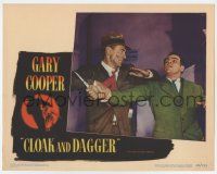 8f516 CLOAK & DAGGER LC #2 '46 Gary Cooper & Robert Alda in death struggle, directed by Fritz Lang
