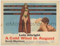 8f124 COLD WIND IN AUGUST TC '61 sexy masked Lola Albright in skimpy outfit is all tragedy!