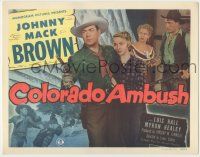 8f126 COLORADO AMBUSH TC '51 cowboy Johnny Mack Brown with gun protecting pretty Lois Hall!