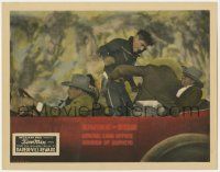 8f541 DAREDEVIL'S REWARD LC '28 great image of cowboy Tom Mix beating up bad guys in moving car!