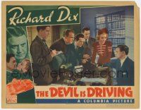 8f559 DEVIL IS DRIVING LC '37 Joan Perry & reporters stare at Richard Dix sitting behind desk!