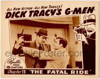 8f562 DICK TRACY'S G-MEN chapter 13 LC '39 Ralph Byrd c/u with bad guy, Chester Gould border art!