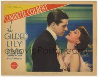 8f606 GILDED LILY LC '35 great romantic close up of beautiful Claudette Colbert & Ray Milland!