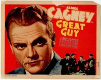 8f159 GREAT GUY TC '36 wonderful super close portrait of James Cagney, who's fighting crooks!