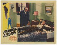 8f619 HANGMEN ALSO DIE LC '43 guy in tuxedo laughs at Dennis O'Keefe tied to bed, Fritz Lang!
