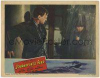 8f677 JOURNEY INTO FEAR LC '42 cool image of guy pointing gun at Joseph Cotten in the rain!