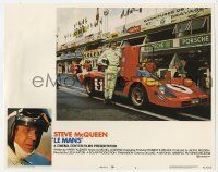 8f698 LE MANS LC #1 '71 great image race car driver Steve McQueen standing by Ferarri in the pit!