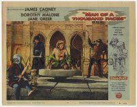 8f724 MAN OF A THOUSAND FACES LC #5 '57 James Cagney as Lon Chaney Sr. as hunchback Quasimodo!
