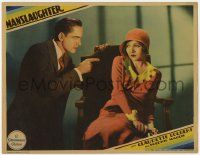 8f729 MANSLAUGHTER LC '30 great image of Fredric March grilling Claudette Colbert by prison bars!