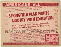 8f028 AMERICANS ALL TC '44 March of Time, Springfield plan fights bigotry with education!