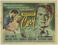 8f222 MISTER CORY TC '57 art of professional poker player Tony Curtis & kissing sexy Martha Hyer!