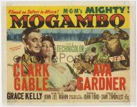 8f225 MOGAMBO TC '53 c/u of Clark Gable & Ava Gardner, great artwork of hunters & giant ape!