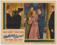 8f786 NOTHING SACRED LC '37 Walter Connolly & Fredric March keep Carole Lombard from talking!