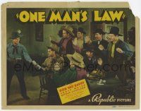 8f268 ONE MAN'S LAW TC '40 Don 'Red' Barry holds outlaws at gunpoint by poker table!