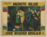 8f790 ONE-ROUND HOGAN LC '27 boxer Monte Blue tries to rescue pretty Leila Hyams from creepy guy!