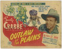 8f277 OUTLAWS OF THE PLAINS TC '46 Buster Crabbe & Al 'Fuzzy' St. John ride a race for gold!