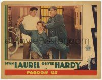 8f800 PARDON US LC '31 convict Oliver Hardy tries to help Stan Laurel in dentist chair!