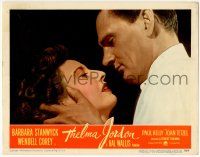 8f919 THELMA JORDON LC #3 '50 super close up of Wendell Corey about to kiss Barbara Stanwyck!