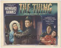 8f925 THING LC #7 '51 Howard Hawks classic, Kenneth Tobey hands blanket to Margaret Sheridan!