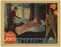 8f951 TREASON LC '33 great image of Buck Jones sneaking up on pretty girl holding gun in bed!