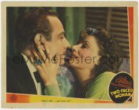 8f954 TWO-FACED WOMAN LC '41 c/u of Greta Garbo telling Melvyn Douglas to shut up and kiss her!