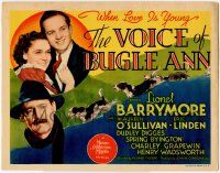 8f355 VOICE OF BUGLE ANN TC '36 Lionel Barrymore, Maureen O'Sullivan, great hunting dog art!