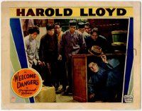 8f973 WELCOME DANGER LC '29 great image of Harold Lloyd in crate hiding from Asian drug smugglers!