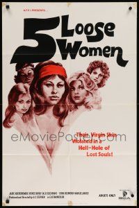 8g015 5 LOOSE WOMEN 23x35 1sh '74 Fugitive Girls, written by Ed Wood, sexy artwork!