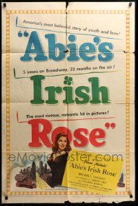 8g019 ABIE'S IRISH ROSE 1sh '46 Joanne Dru, Anne Nichols, most riotous, romantic hit!