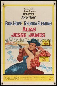 8g026 ALIAS JESSE JAMES 1sh '59 wacky outlaw Bob Hope & sexy Rhonda Fleming!