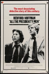 8g030 ALL THE PRESIDENT'S MEN 1sh '76 Dustin Hoffman & Robert Redford as Woodward & Bernstein!