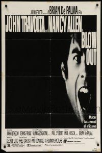 8g096 BLOW OUT 1sh '81 John Travolta, Brian De Palma, murder has a sound all of its own!