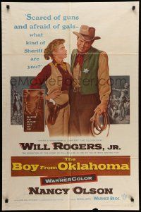 8g109 BOY FROM OKLAHOMA 1sh '54 Michael Curtiz, Will Rogers Jr., Nancy Olson, Chaney!