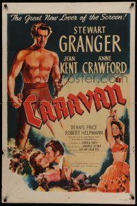 8g125 CARAVAN 1sh '47 art of shirtless Stewart Granger, Jean Kent, Anne Crawford!