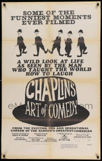8g133 CHAPLIN'S ART OF COMEDY 1sh '68 screen's greatest, cool different artwork of Charlie!