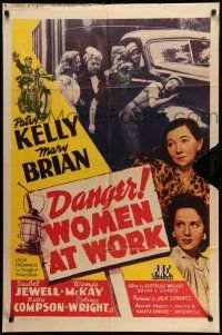 8g159 DANGER WOMEN AT WORK 1sh '43 Patsy Kelly & Mary Brian have men's jobs during World War II!