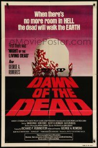8g162 DAWN OF THE DEAD 1sh '79 George Romero, no more room in HELL for the dead, red title design