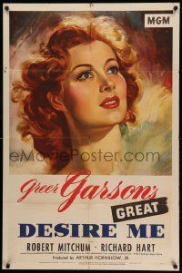 8g169 DESIRE ME 1sh '47 wonderful artwork portrait of beautiful Greer Garson, George Cukor!