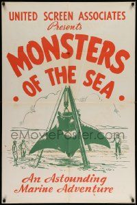 8g172 DEVIL MONSTER 1sh R30s Monsters of the Sea, cool artwork of giant manta ray!