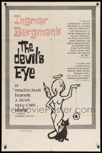 8g174 DEVIL'S EYE 1sh '62 Ingmar Bergman directed, Jarl Kulle, Bibi Andersson & Stig Jarrel!